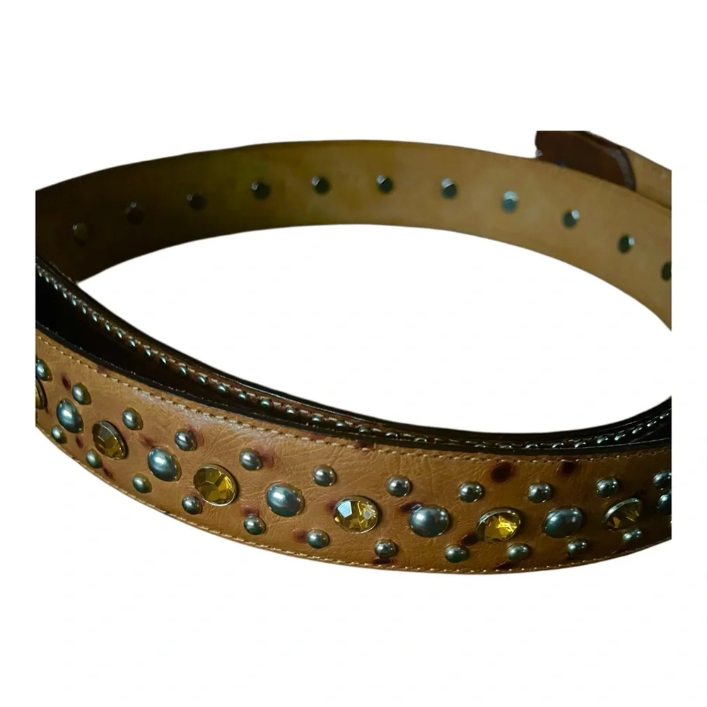 Tony Lama The Nashville Leather Stones and more Large Buckle Belt SZ 46